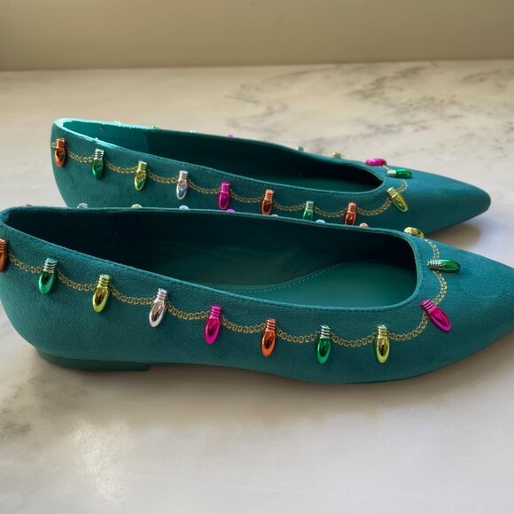 Katy Perry Hollie Christmas Flat in Green, Size 6 - Picture 2 of 4